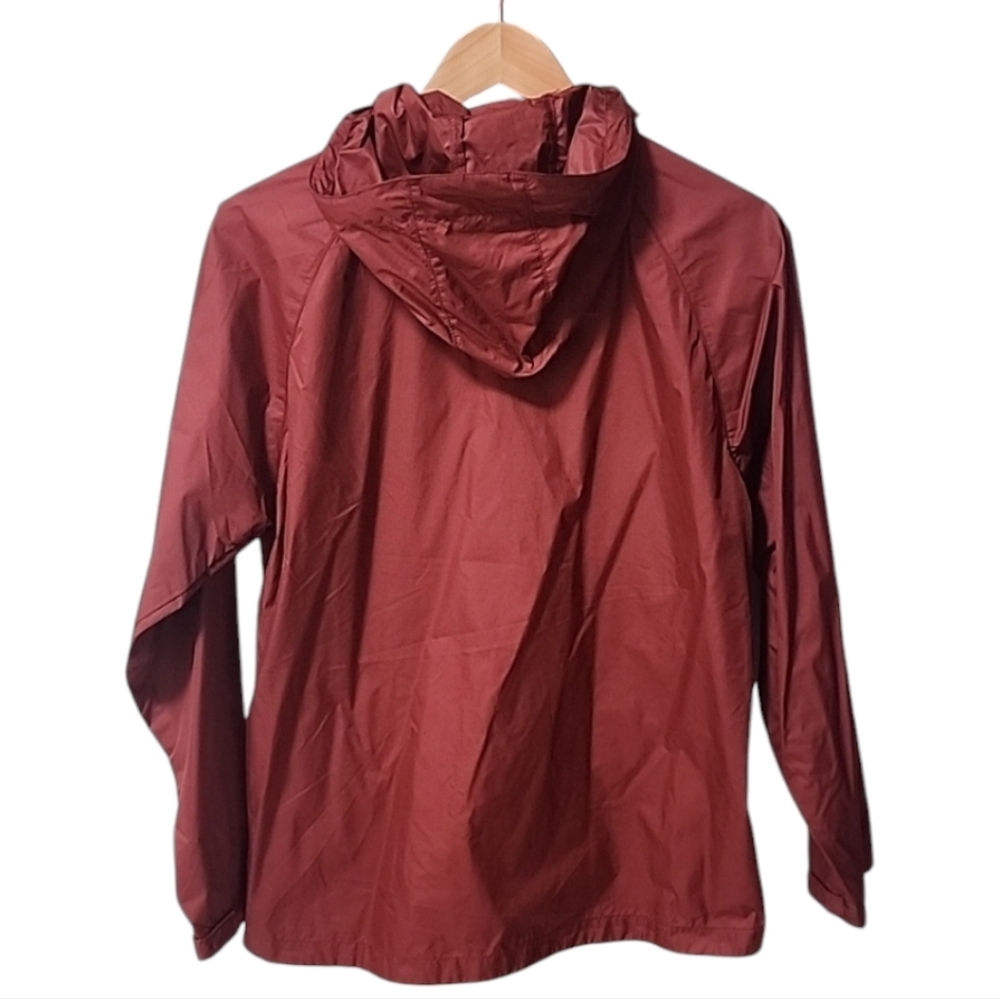 WOOLRICH Hybrid Windbreaker Utility Jacket S Beet Red Hood Packable Travel - Picture 5 of 14